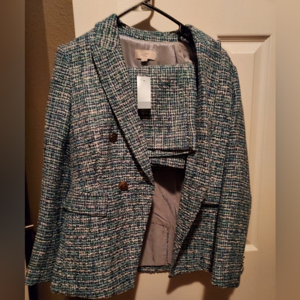 Loft Tweed Blazer in Blue and Green